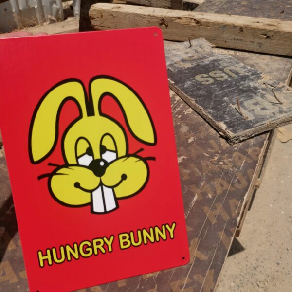 Hungry Bunny Metal Sign