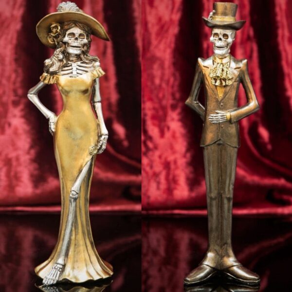 Day Of The Dead Skeleton Couple Figurine Ornament