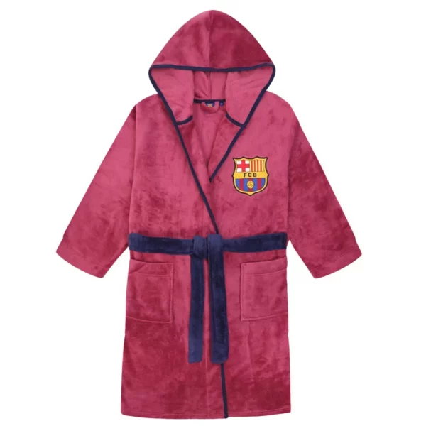 FC Barcelona Official Soccer Gift Boys 5-6 Years Hooded Fleece Dressing Gown Robe