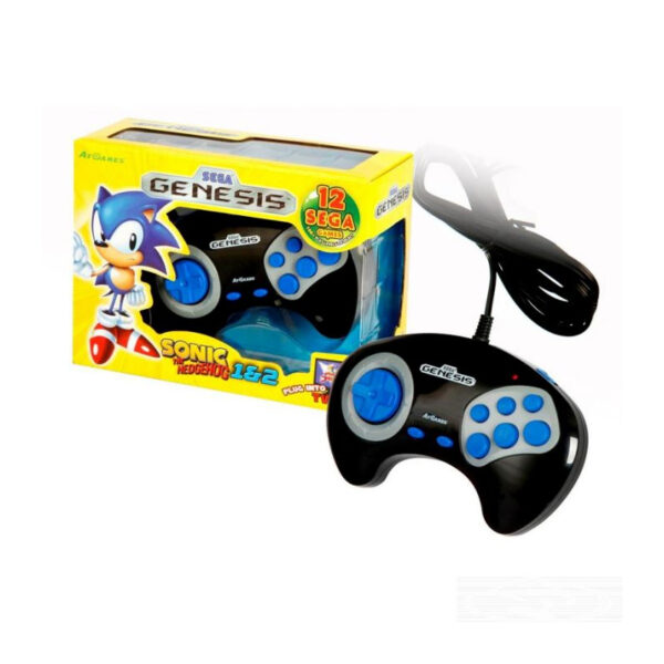 Sega Genesis Game Player Sonic The Hedgehog 1&2 Plug into TV With Built-in 12 Sega Games