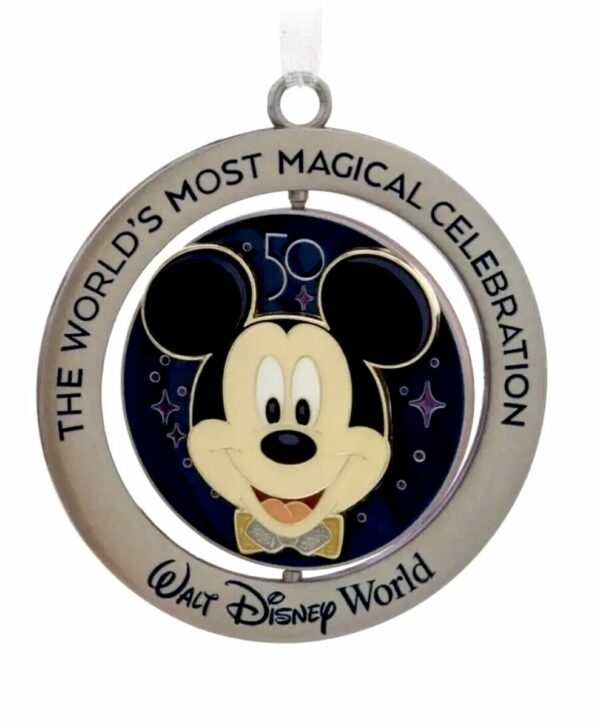 Walt Disney World 50th Anniversary Mickey Mouse Metal Spin Ornament - Image 2